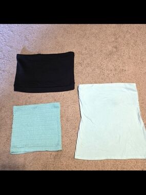 3 Pc Tube Top Bundle Mixed Sizes M L XL Black Aqua Mint Y2K Summer